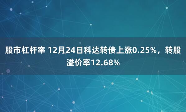 股市杠杆率 12月24日科达转债上涨0.25%，转股溢价率12.68%