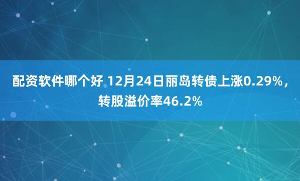 配资软件哪个好 12月24日丽岛转债上涨0.29%，转股溢价率46.2%