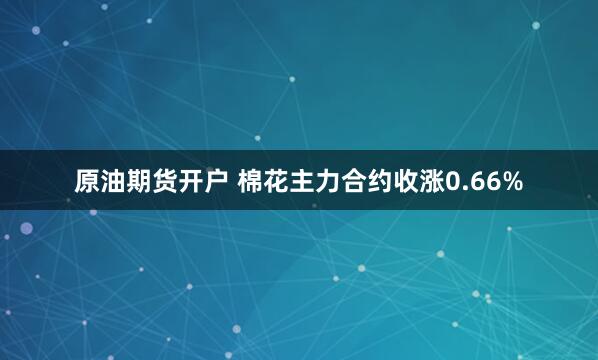 原油期货开户 棉花主力合约收涨0.66%