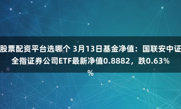 股票配资平台选哪个 3月13日基金净值：国联安中证全指证券公司ETF最新净值0.8882，跌0.63%