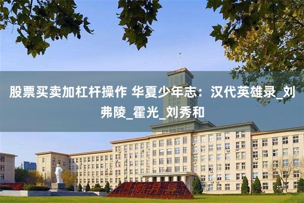 股票买卖加杠杆操作 华夏少年志：汉代英雄录_刘弗陵_霍光_刘秀和